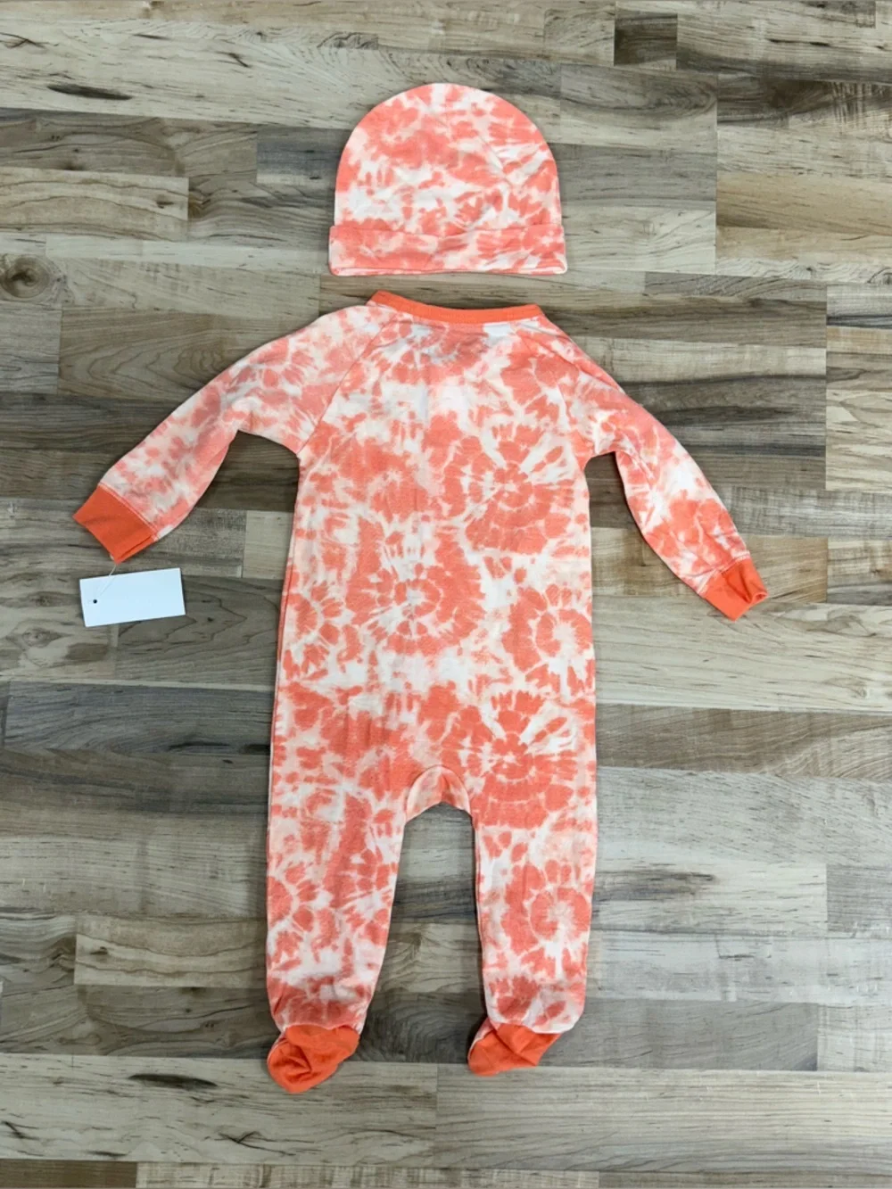 NWT 7 For All Mankind 1pc Footie Body Suit 6-9m Romper Sleeper w/Hat Tie Dye